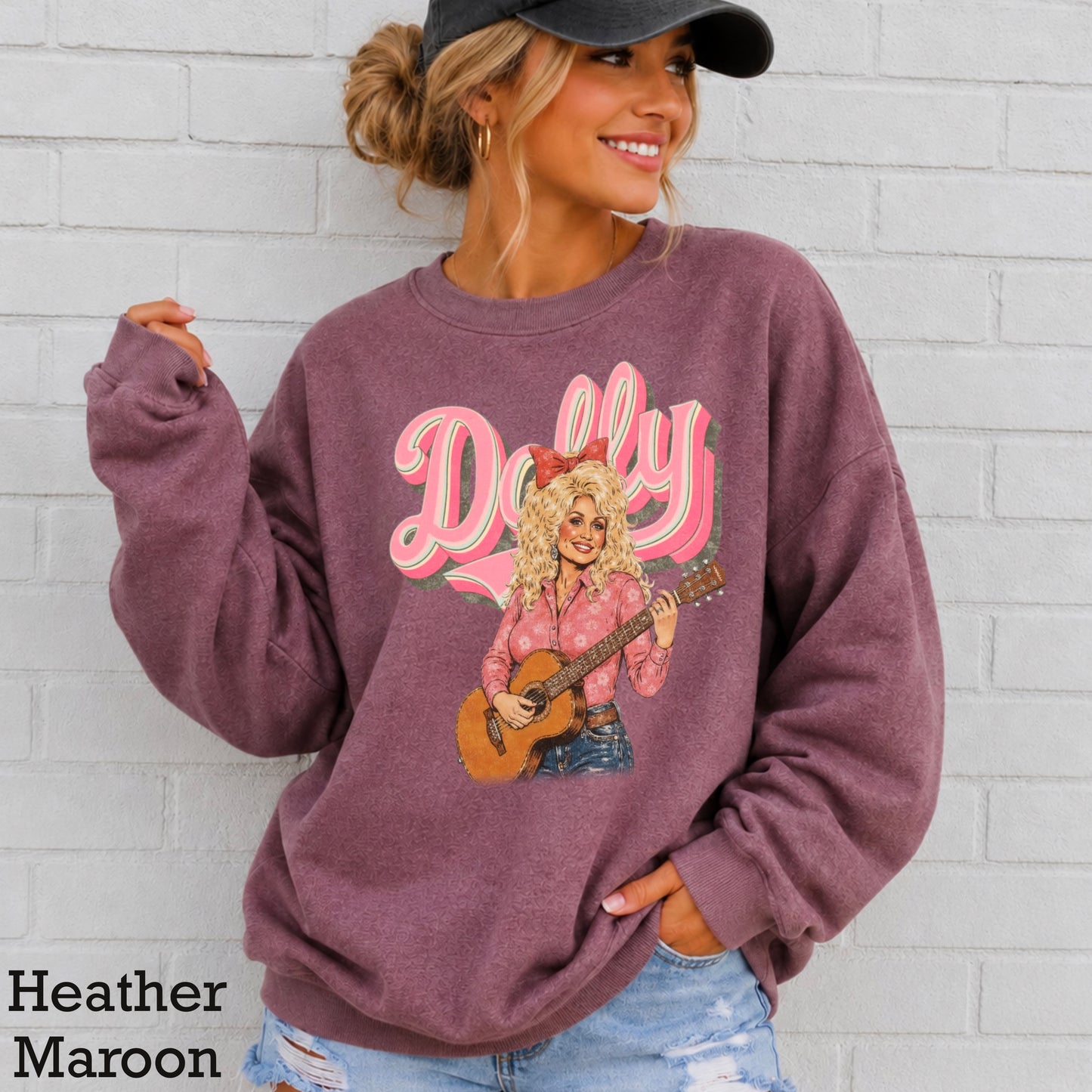 Pink Dolly Guitar Crewneck Sweatshirt