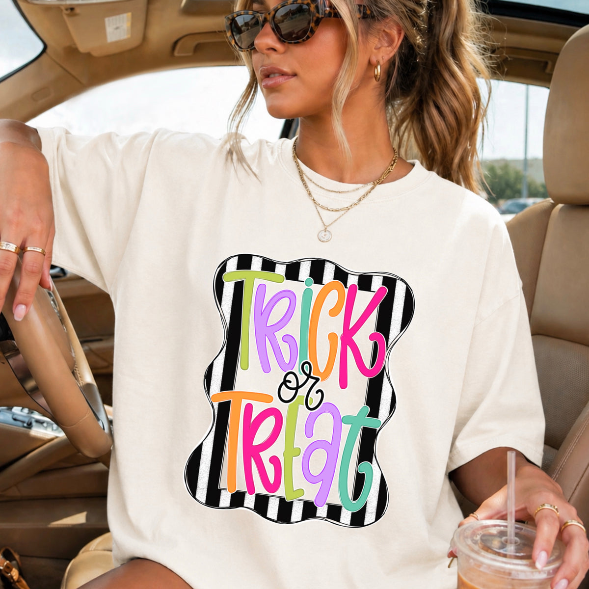 Trick Or Treat Halloween Comfort Color Graphic Tee