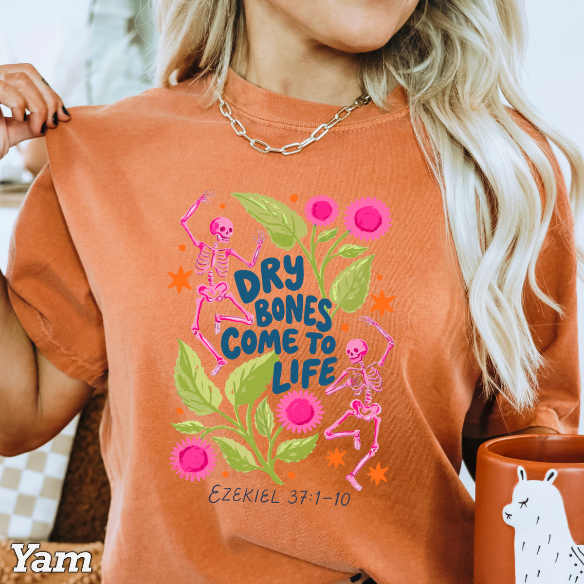 Dry Bones Come To Life Ezekiel 37 Navy Lettering Comfort Color Graphic Tee