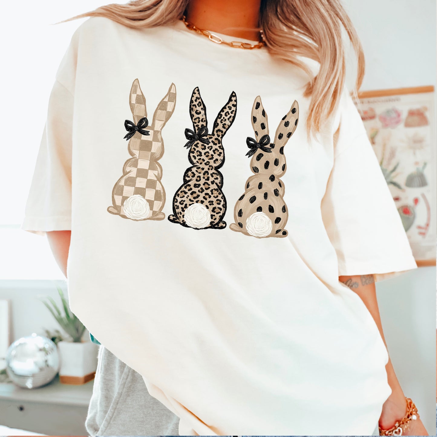 Easter Rabbit Trio Easter Comfort Color Graphic Tee