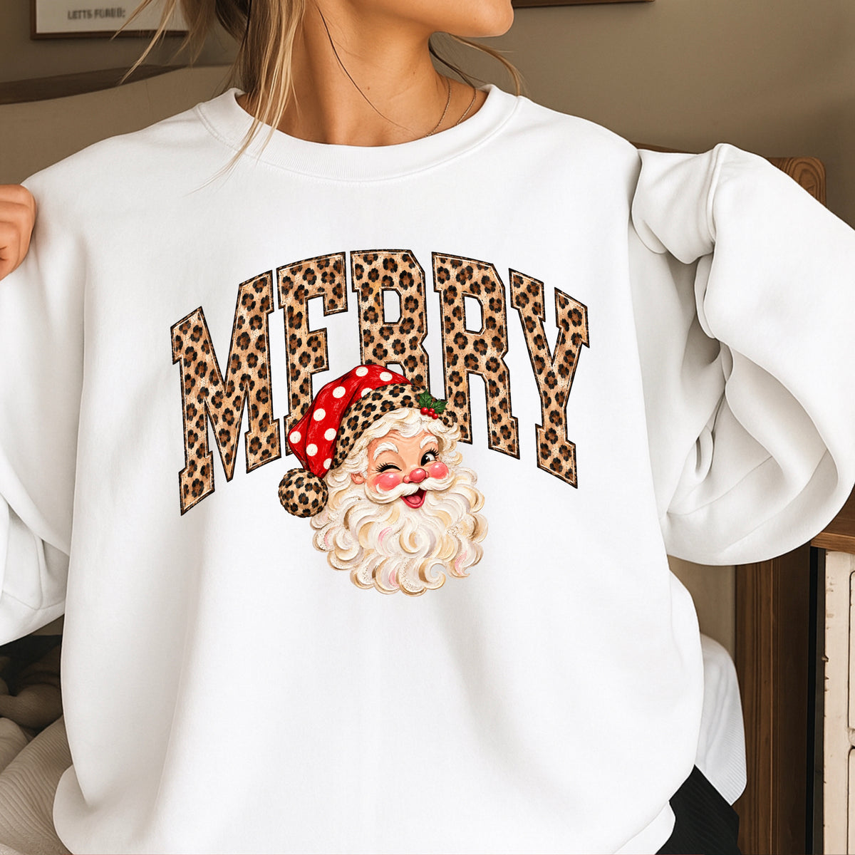 Leopard Merry Christmas Crewneck Sweatshirt