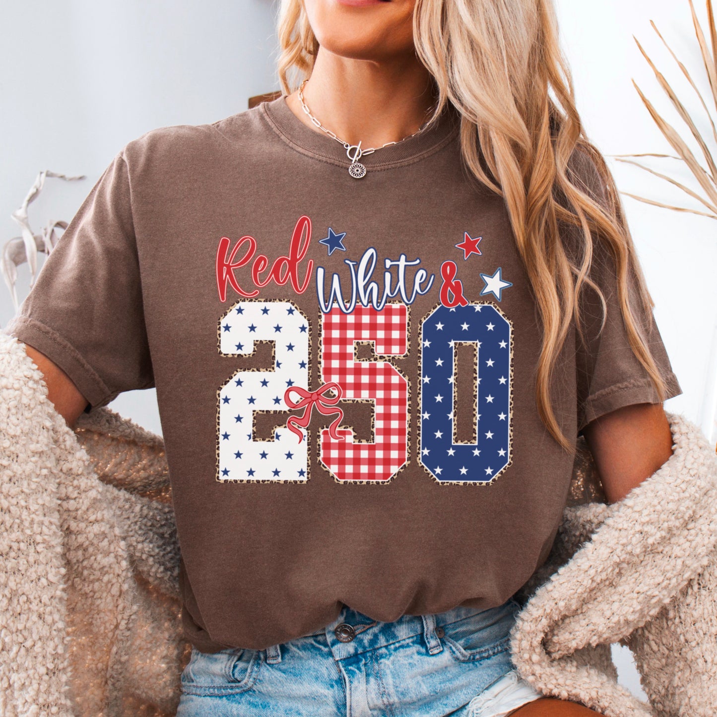 Red White & 250 Patriotic Comfort Color Graphic Tee