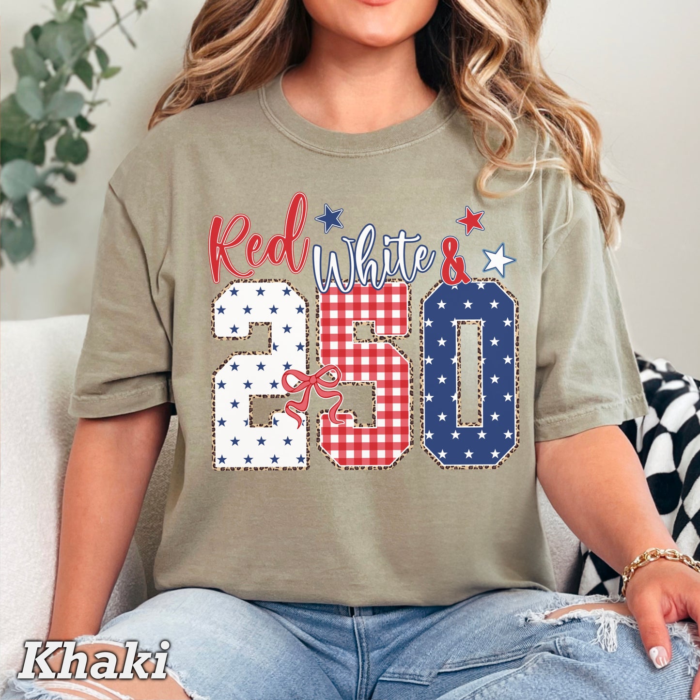 Red White & 250 Patriotic Comfort Color Graphic Tee