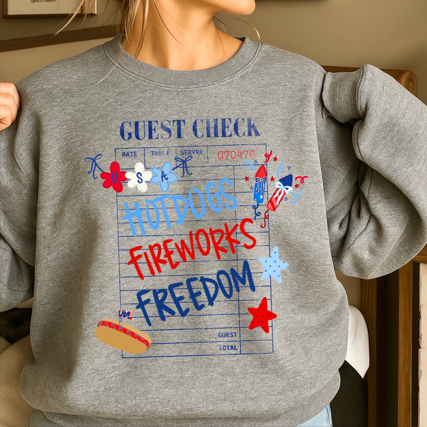 Guest Check July 4th Crewneck Sweatshirt