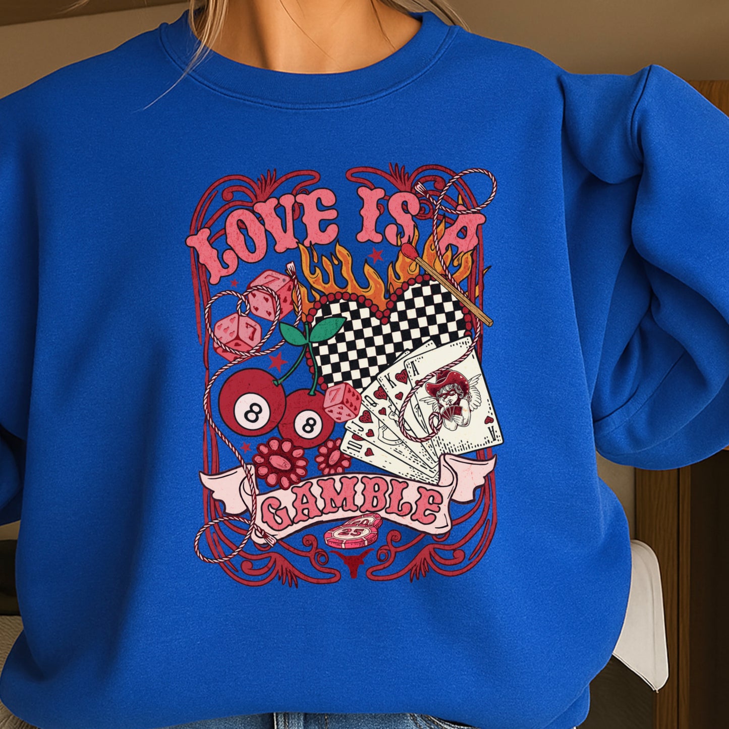 Love Is A Gamble Valentine’s Day Crewneck Sweatshirt