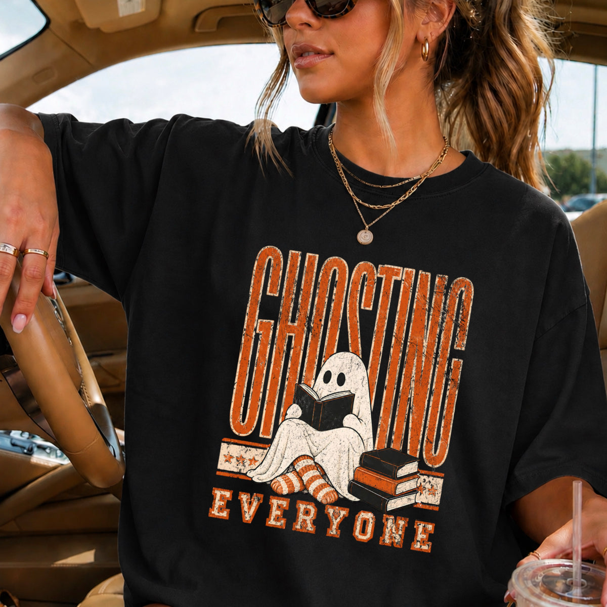 Ghosting Everyone Halloween Comfort Color Graphic Tee