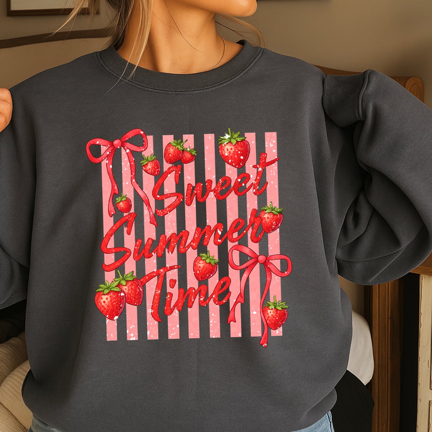 Sweet Summertime Strawberries Crewneck Sweatshirt