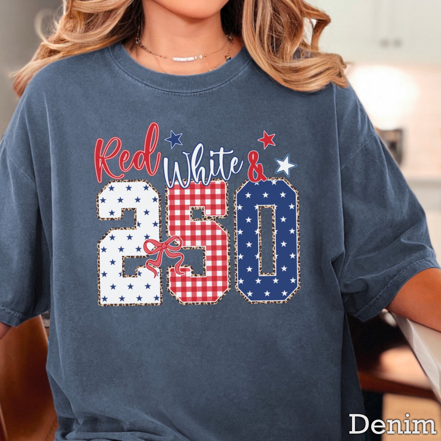 Red White & 250 Patriotic Comfort Color Graphic Tee