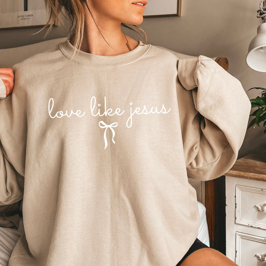 Love Like Jesus Christian Graphic Crewneck Sweatshirt