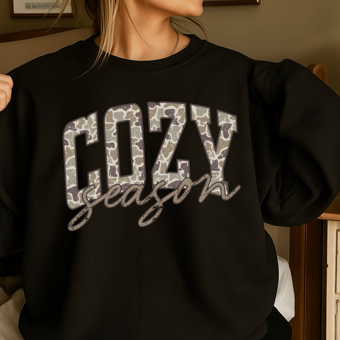 Camo Cozy Season Crewneck Sweatshirt