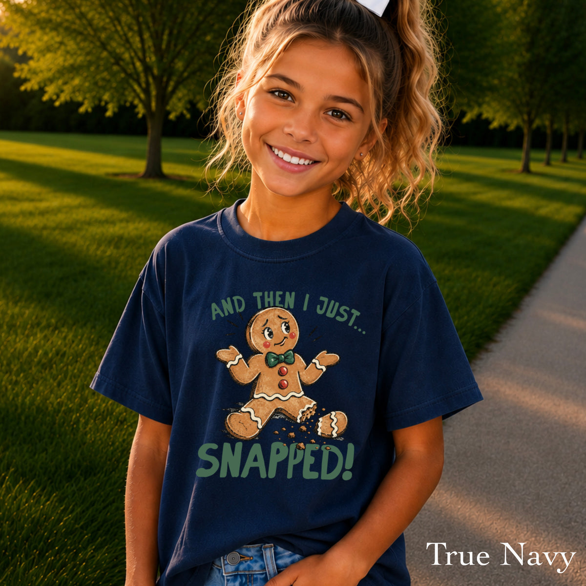 Gingerbread And Then I Just Snapped Christmas Youth Comfort Color T-Shirt
