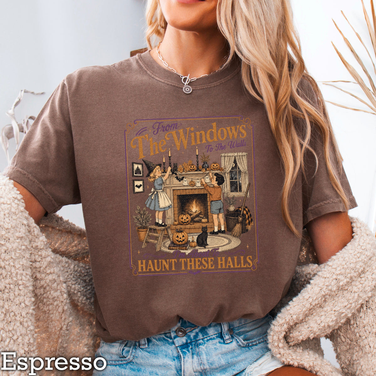 From The Windows To The Walls Halloween Comfort Color Graphic Tee