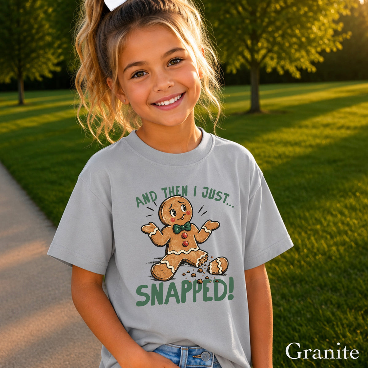 Gingerbread And Then I Just Snapped Christmas Youth Comfort Color T-Shirt