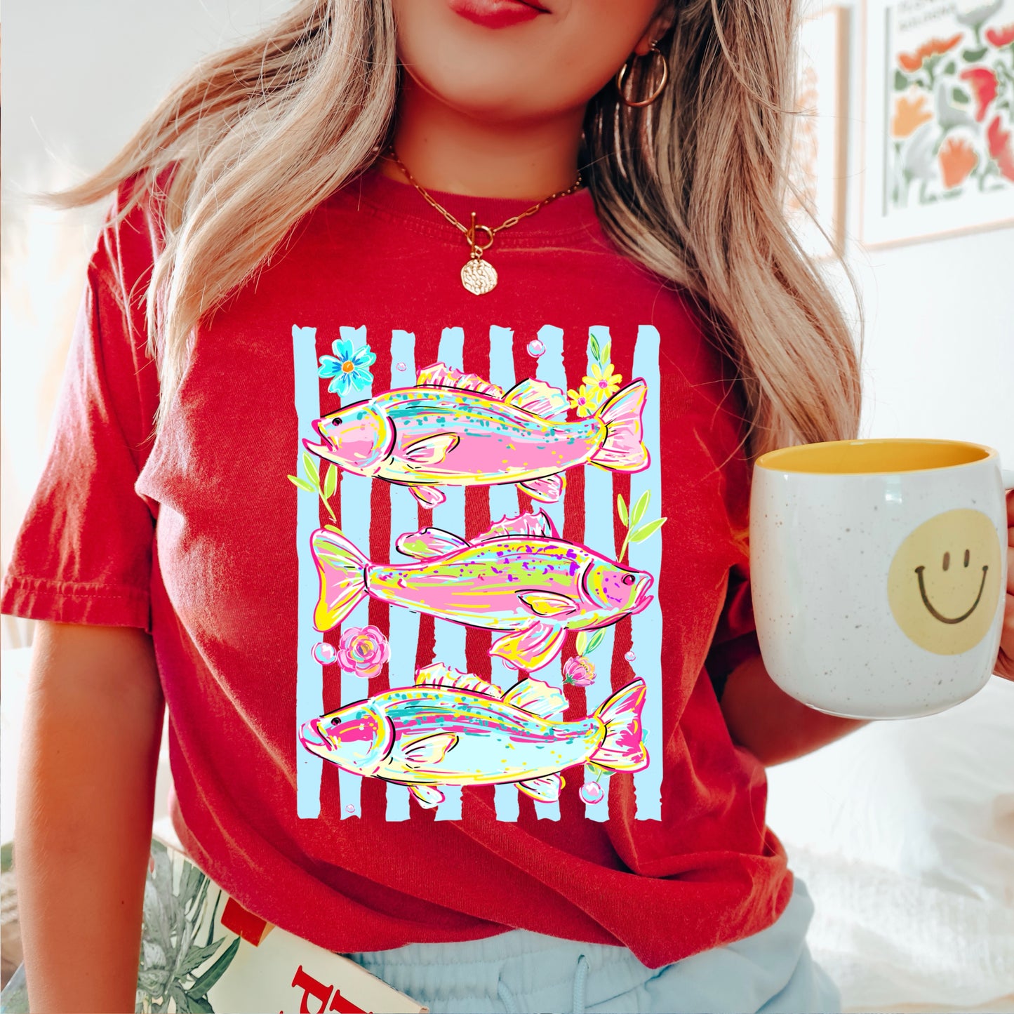Fish Trio Comfort Color Graphic Tee