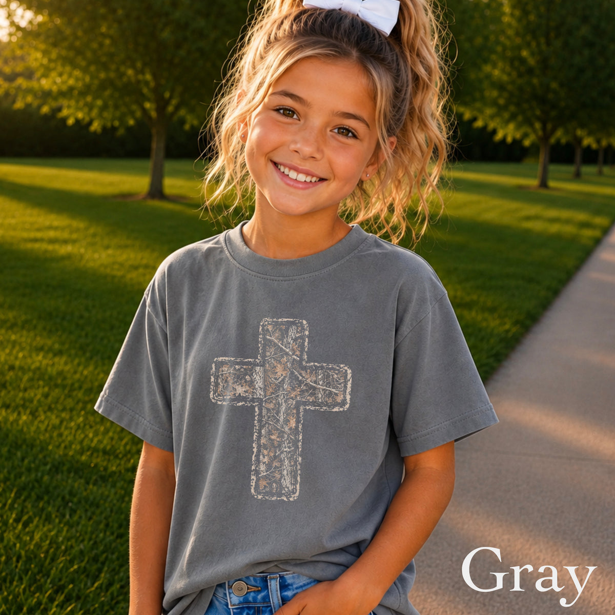 Camo Cross Christian Youth Comfort Color T-Shirt