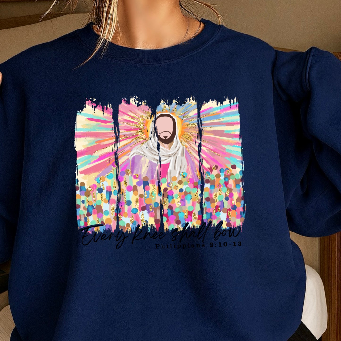 Every Knee Shall Bow Easter Crewneck Sweatshirt
