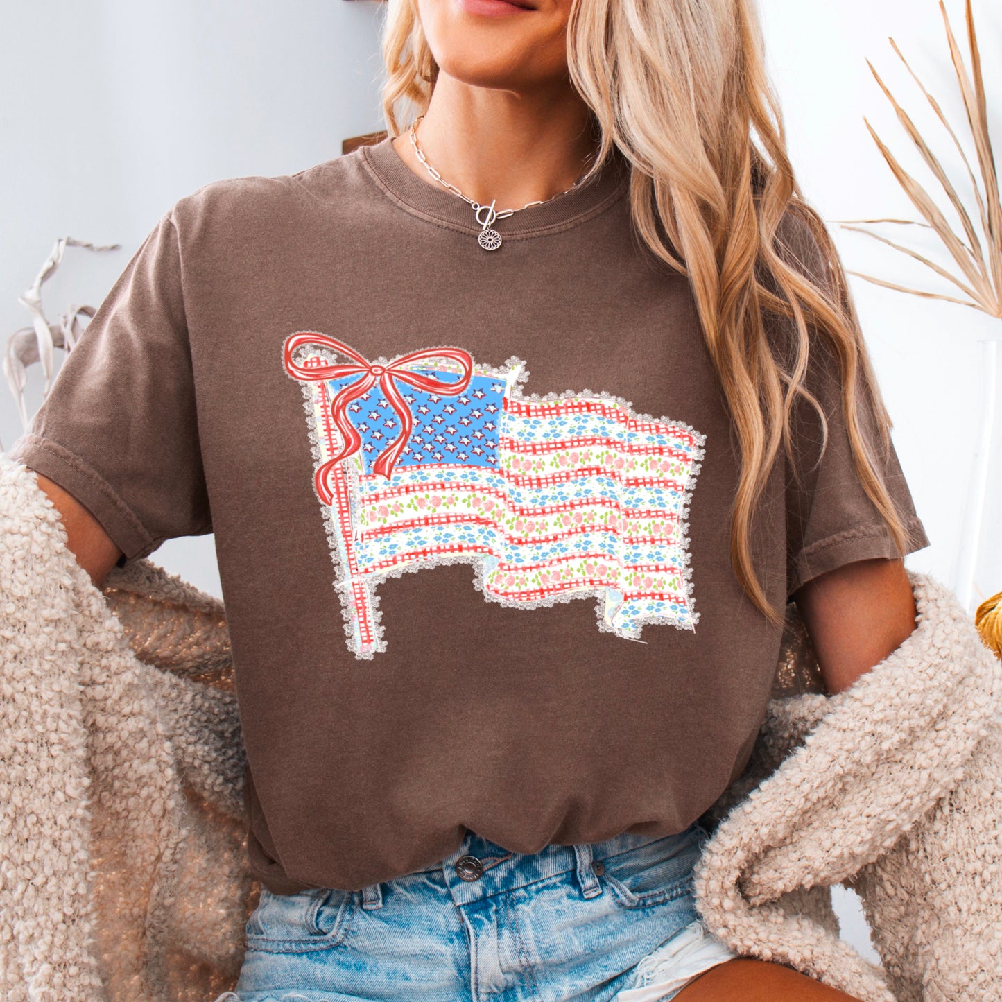 American Lace Flag Comfort Color Graphic Tee