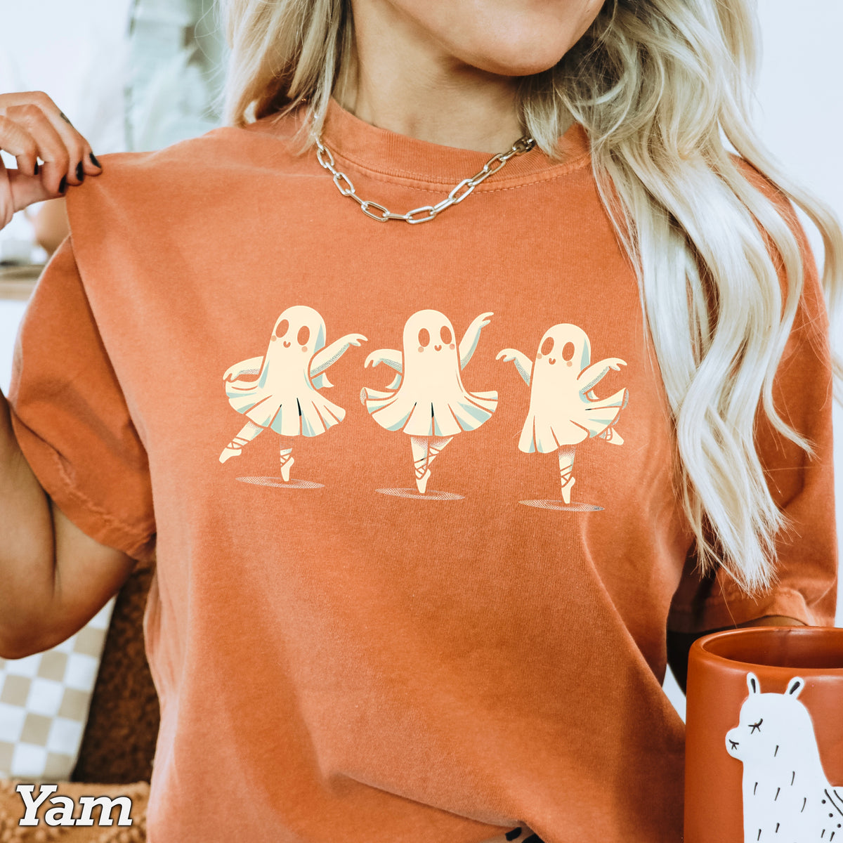 Ballerina Dancing Ghost Halloween Comfort Color Graphic Tee