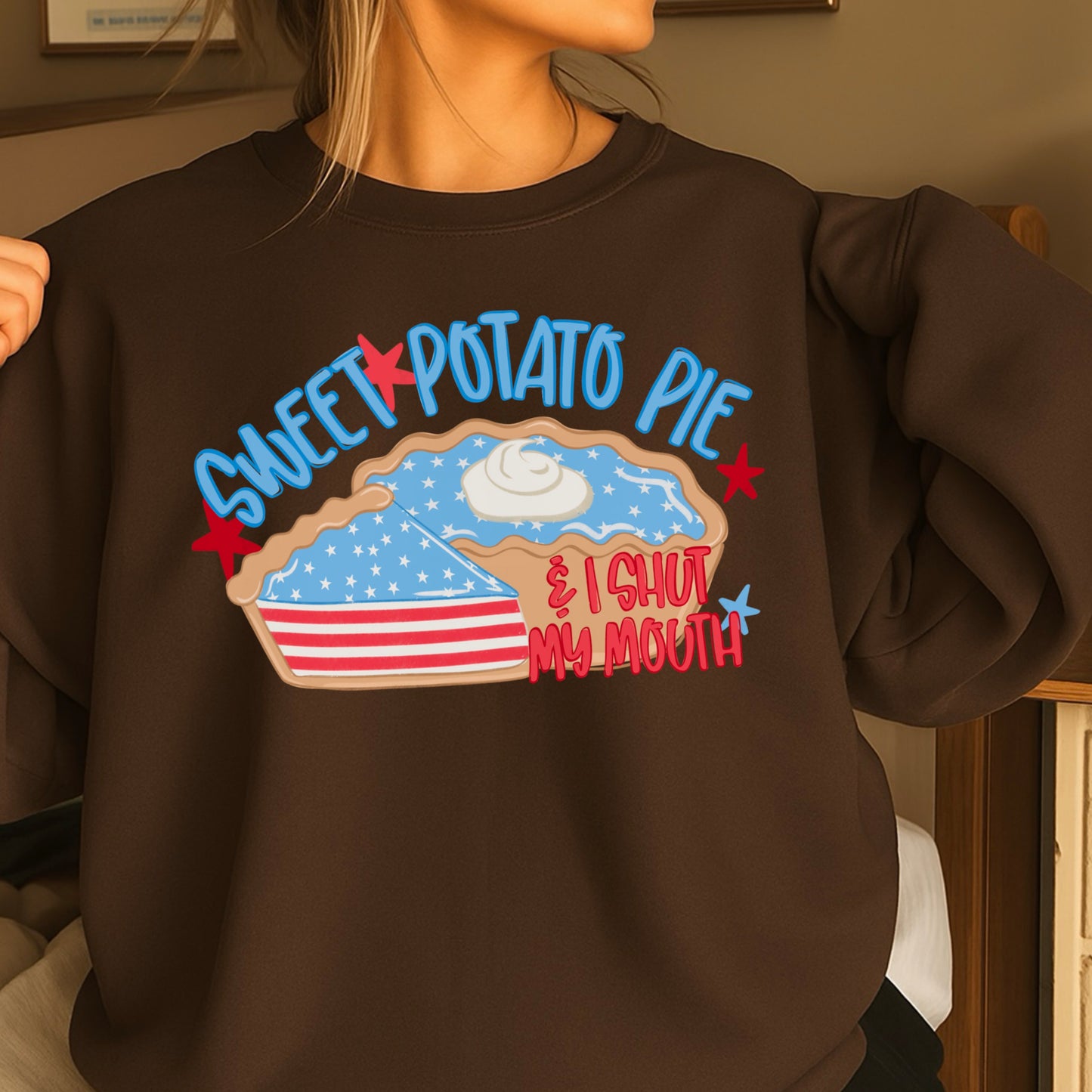 Sweet Potato Pie Patriotic Crewneck Sweatshirt