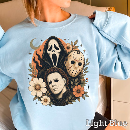 Floral Halloween Characters Crewneck Sweatshirt