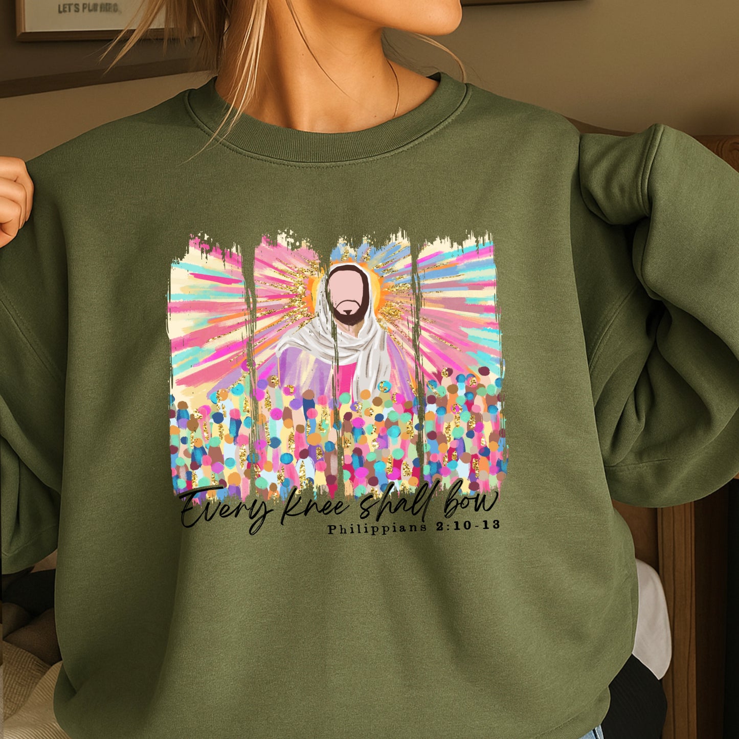 Every Knee Shall Bow Easter Crewneck Sweatshirt