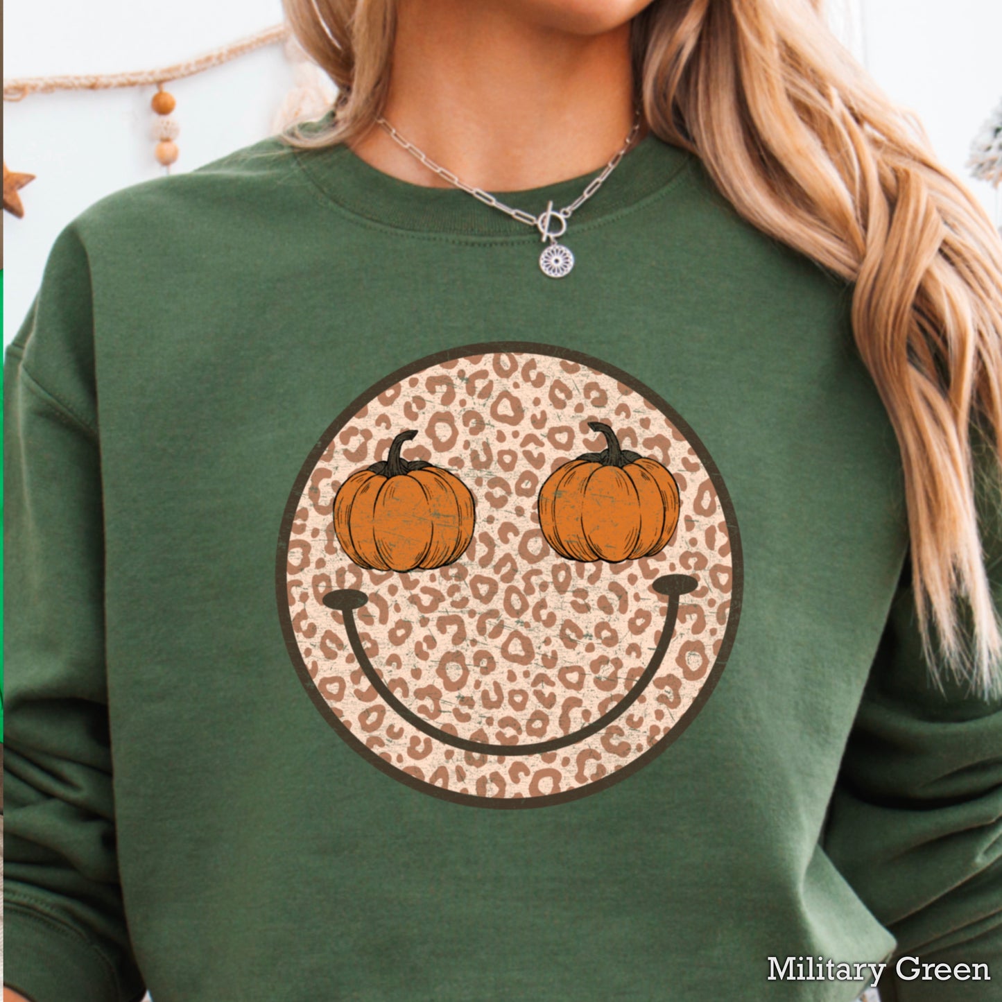 Leopard Face Pumpkin Crewneck Sweatshirt
