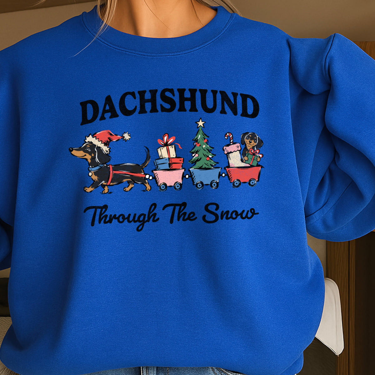 Dachshund Through the Snow Christmas Crewneck Sweatshirt