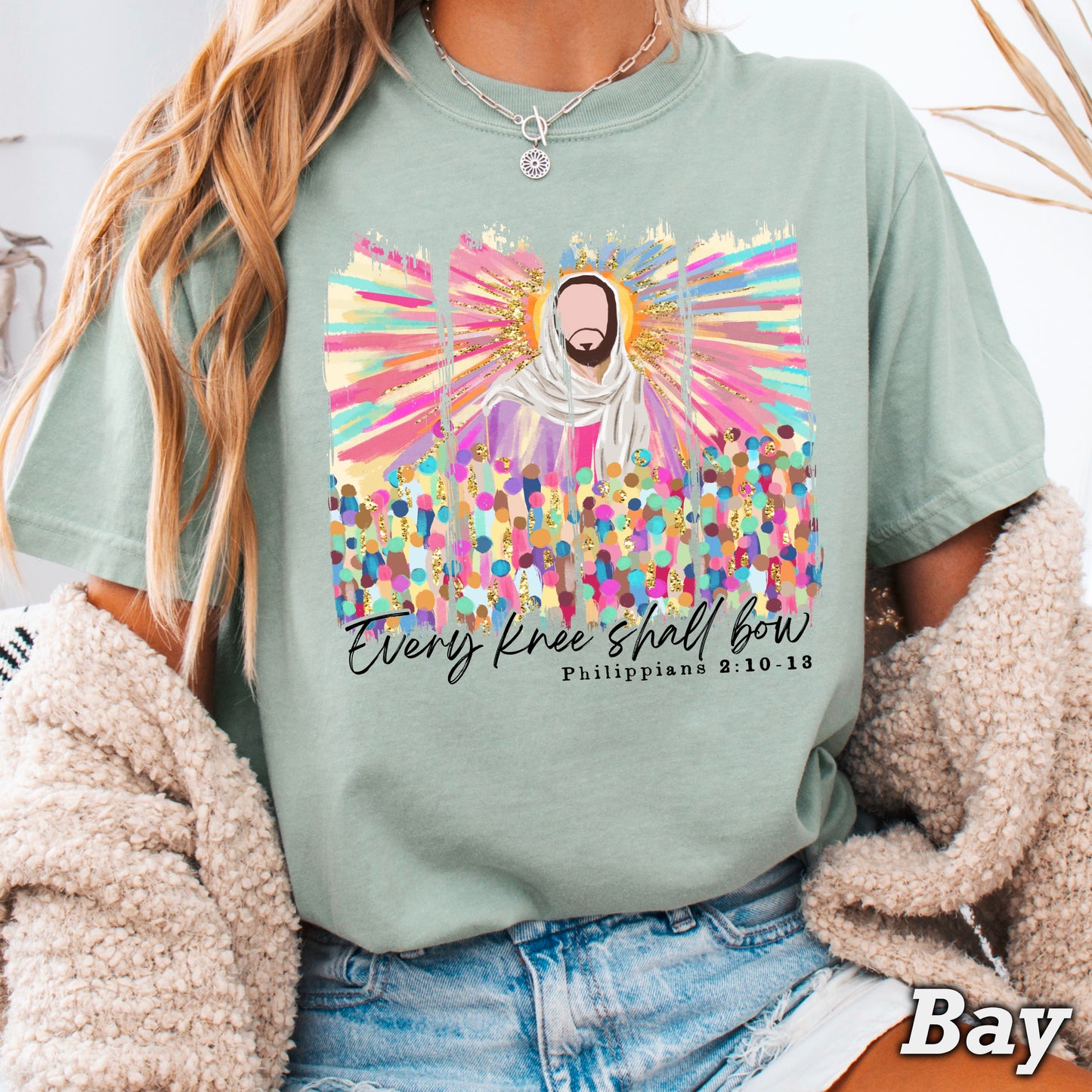 Every Knee Shall Bow Easter Comfort Color Graphic Tee