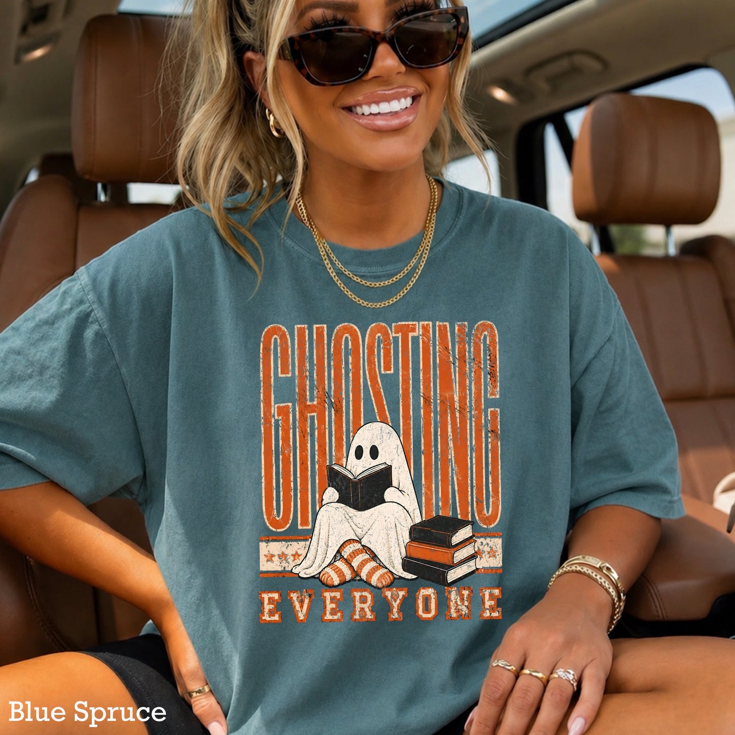 Ghosting Everyone Halloween Comfort Color Graphic Tee
