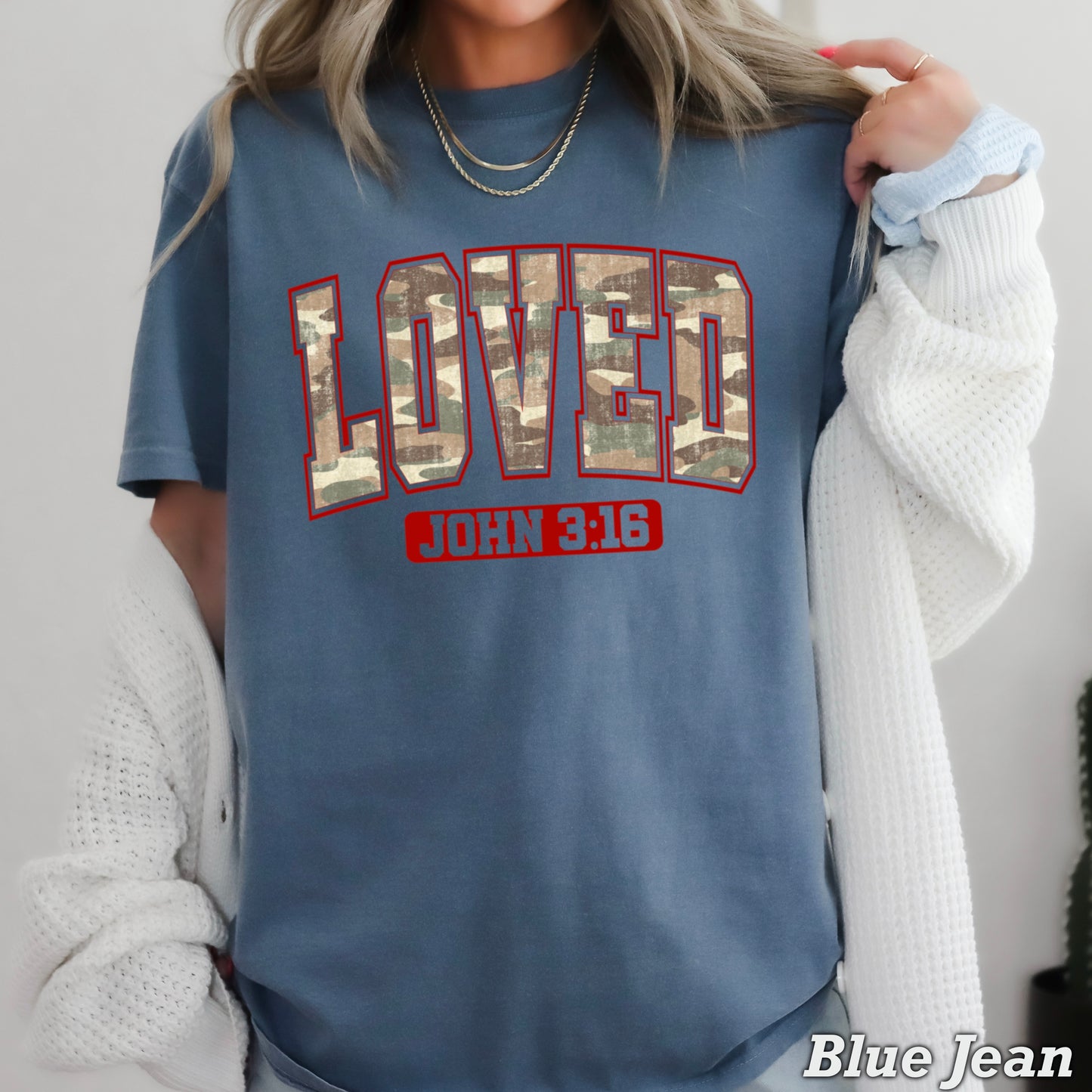 Camo John 3:16 Valentine’s Day Comfort Color Graphic Tee