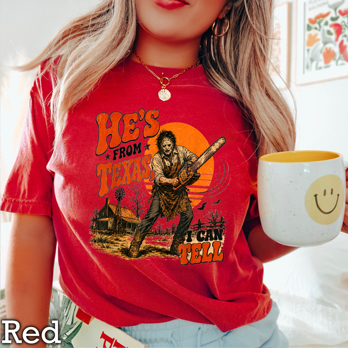 He’s From Texas Halloween Comfort Color Graphic Tee