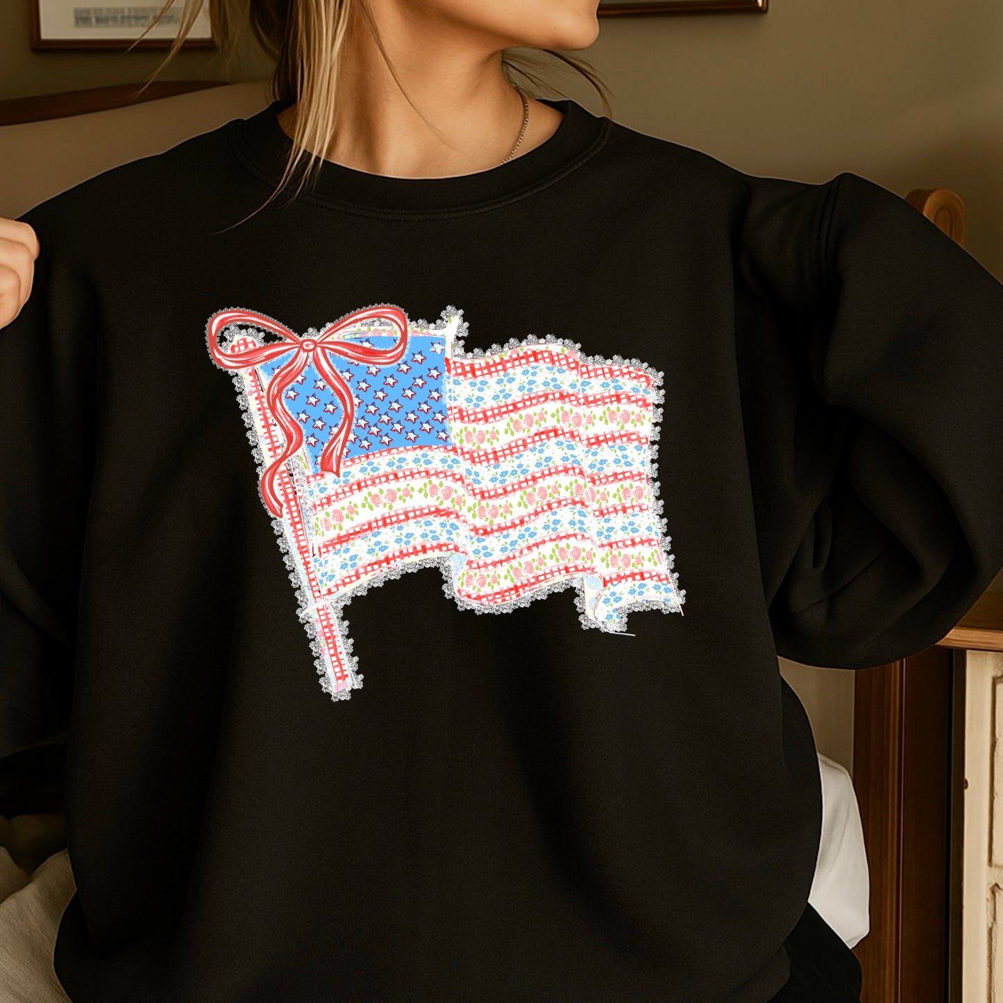 American Lace Flag Crewneck Sweatshirt
