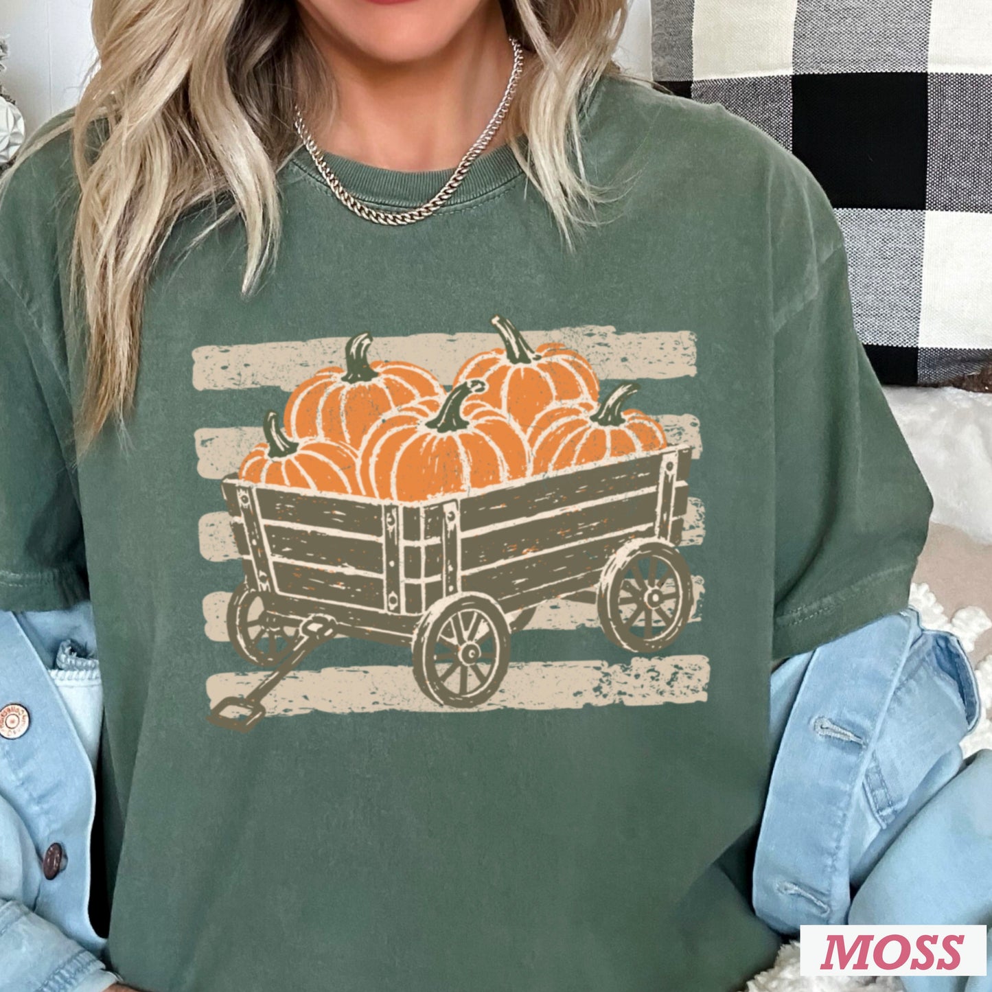 Pumpkin Wagon Fall Comfort Color Graphic Tee
