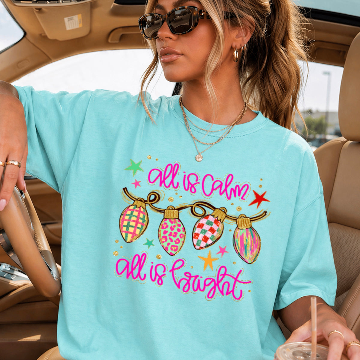 All Is Calm Christmas Comfort Color Graphic Tee