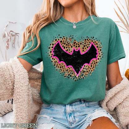 Leopard Bat Halloween Comfort Color Graphic Tee