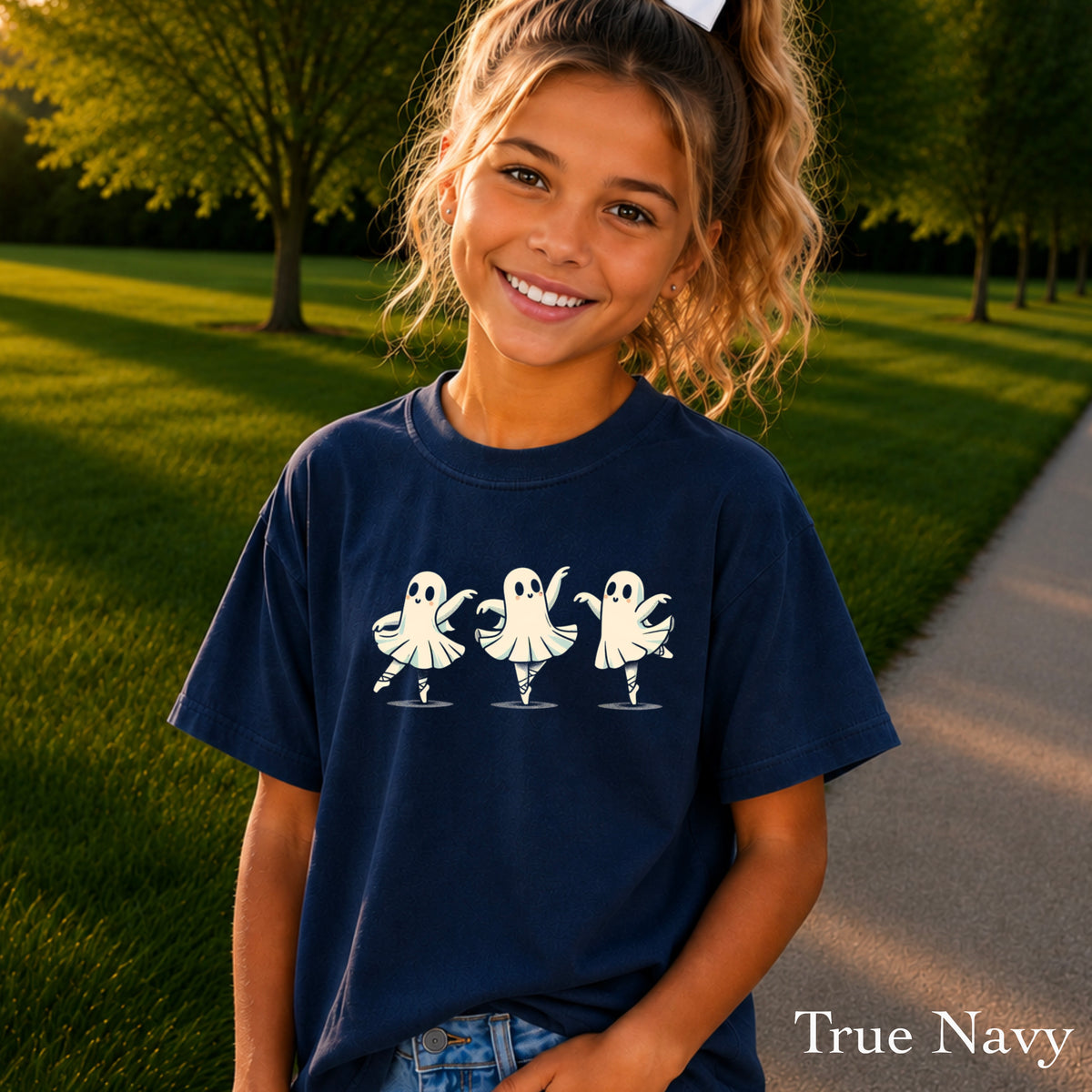 Ballerina Dancing Ghost Halloween Youth Comfort Color T-Shirt