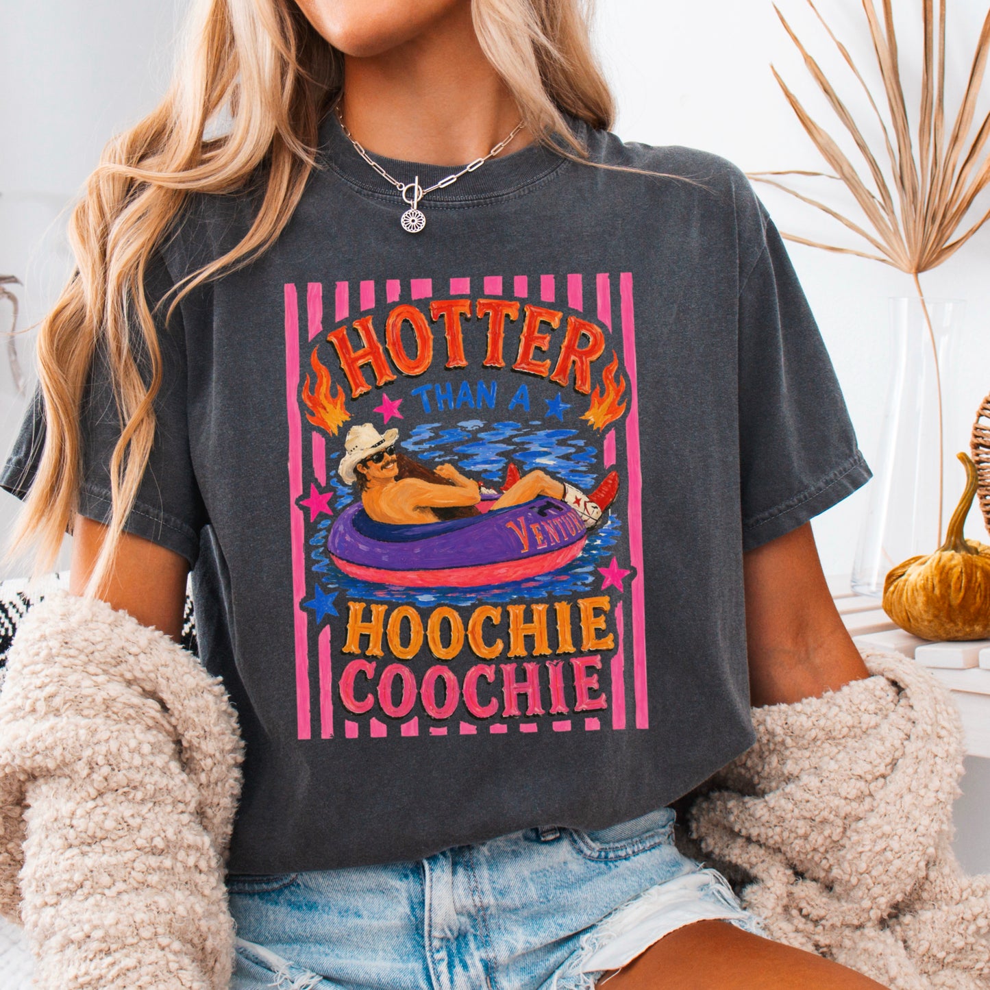 Hotter Than A Hoochie Coochie Comfort Color Graphic Tee
