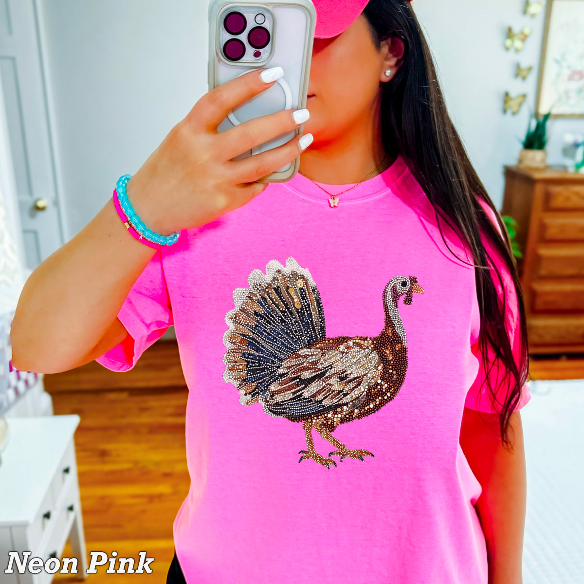 Faux Rhinestone Turkey Comfort Color Graphic Tee