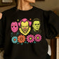 Floral Horror Film Characters Halloween Crewneck Sweatshirt
