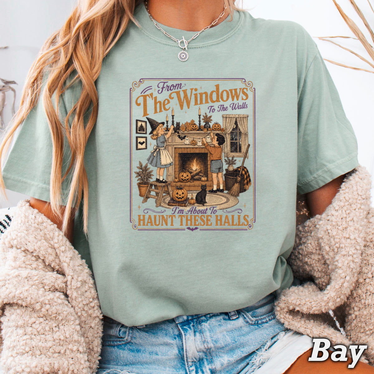 From The Windows To The Walls Halloween Comfort Color Graphic Tee