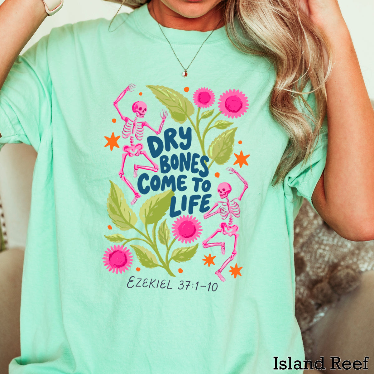 Dry Bones Come To Life Ezekiel 37 Navy Lettering Comfort Color Graphic Tee