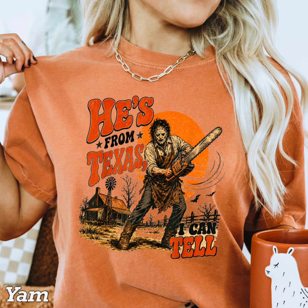 He’s From Texas Halloween Comfort Color Graphic Tee