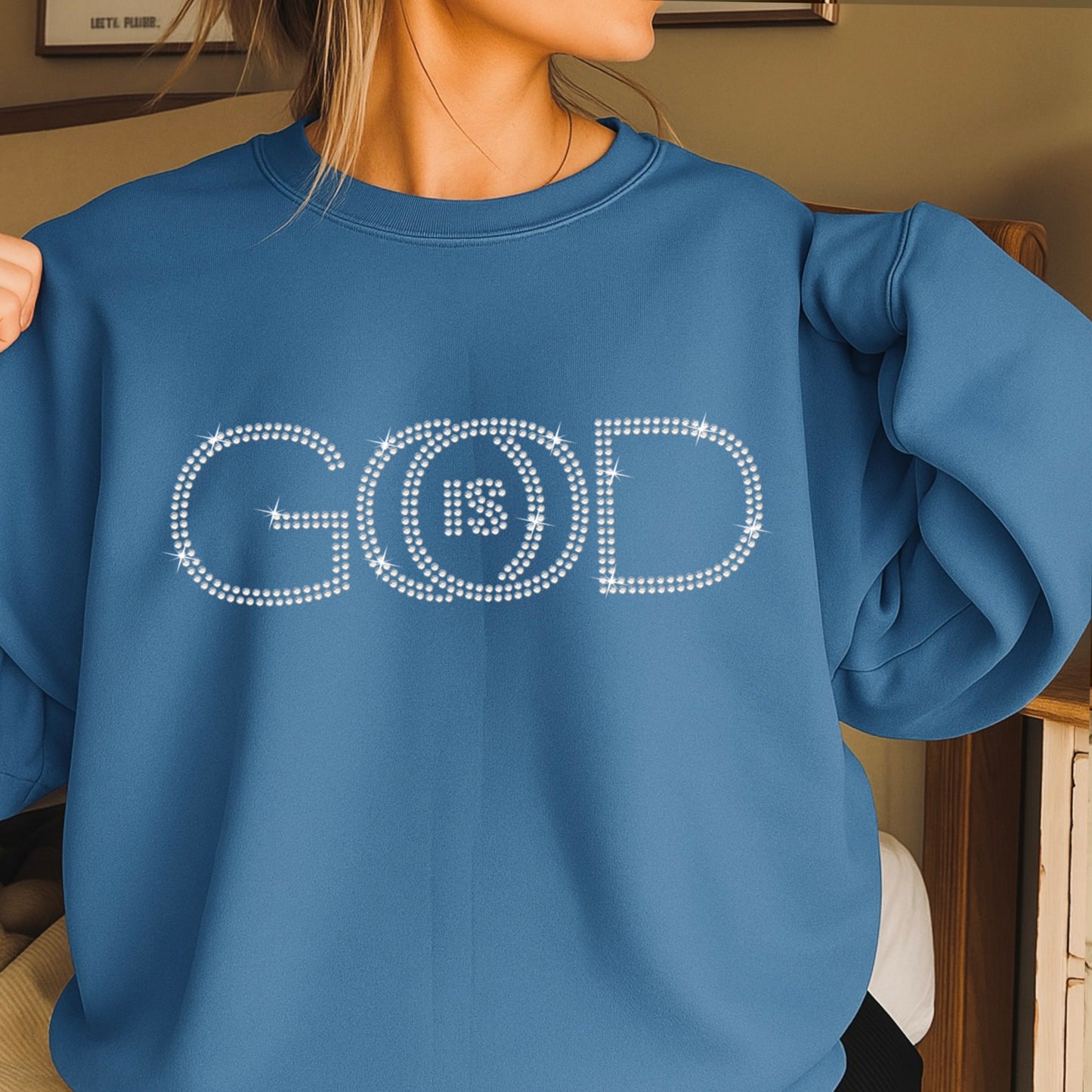 God Is Good Rhinestone Sweatshirt