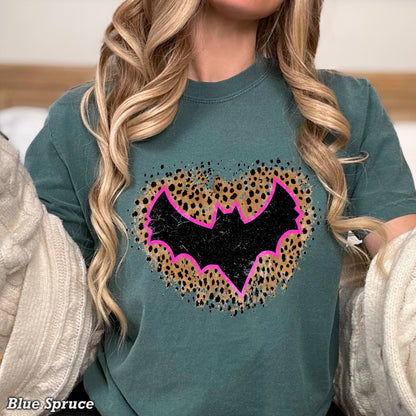 Leopard Bat Halloween Comfort Color Graphic Tee