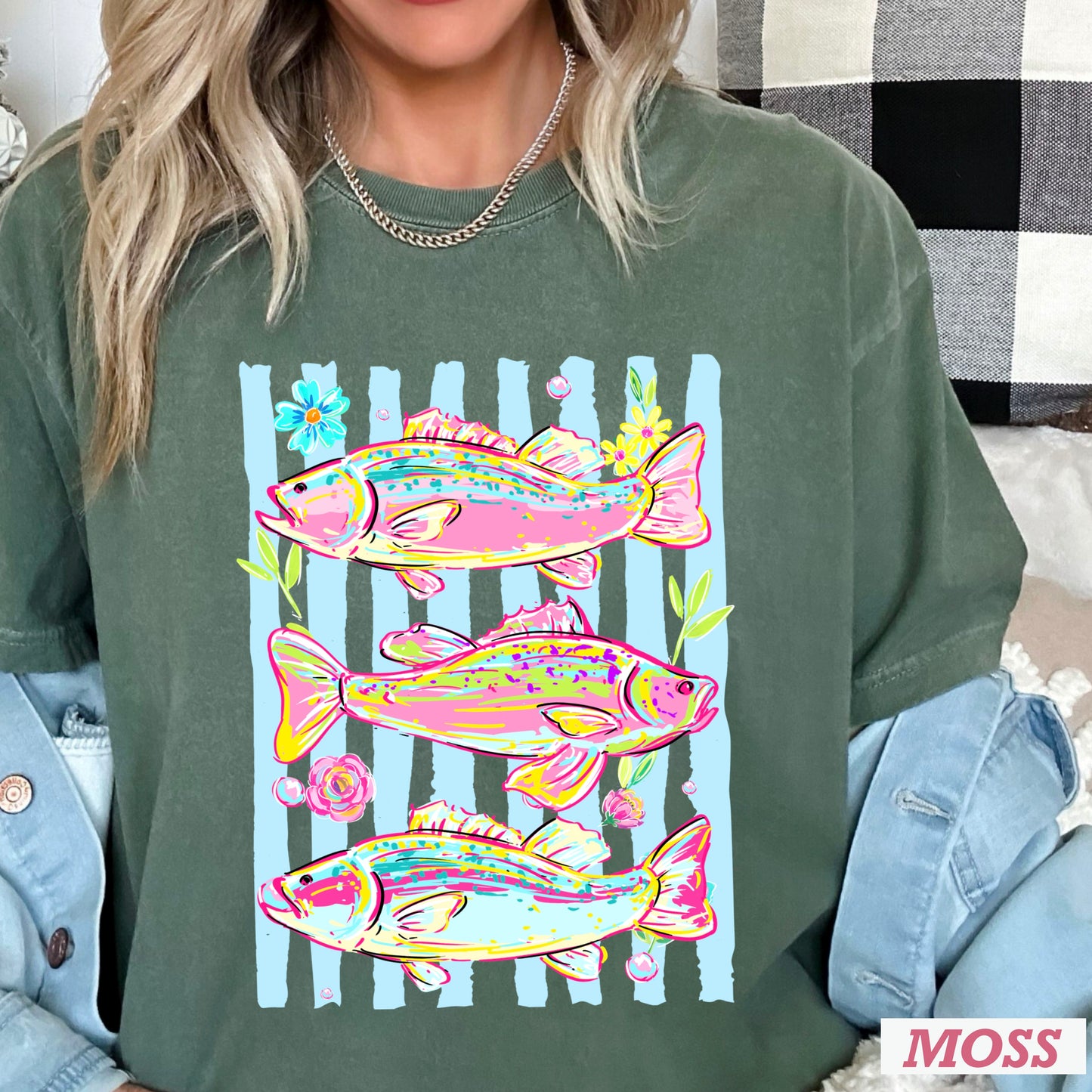 Fish Trio Comfort Color Graphic Tee