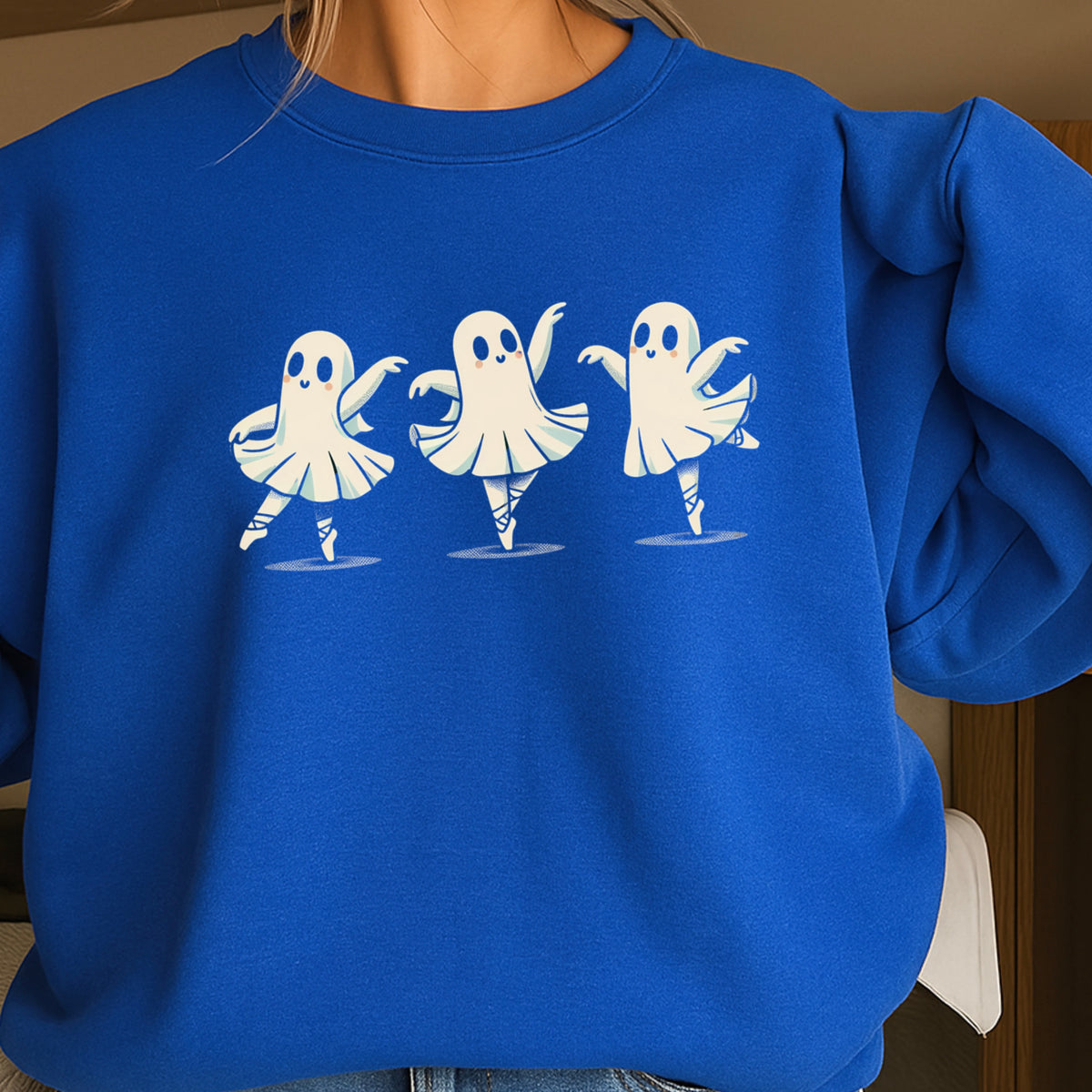 Ballerina Dancing Ghost Halloween Crewneck Sweatshirt