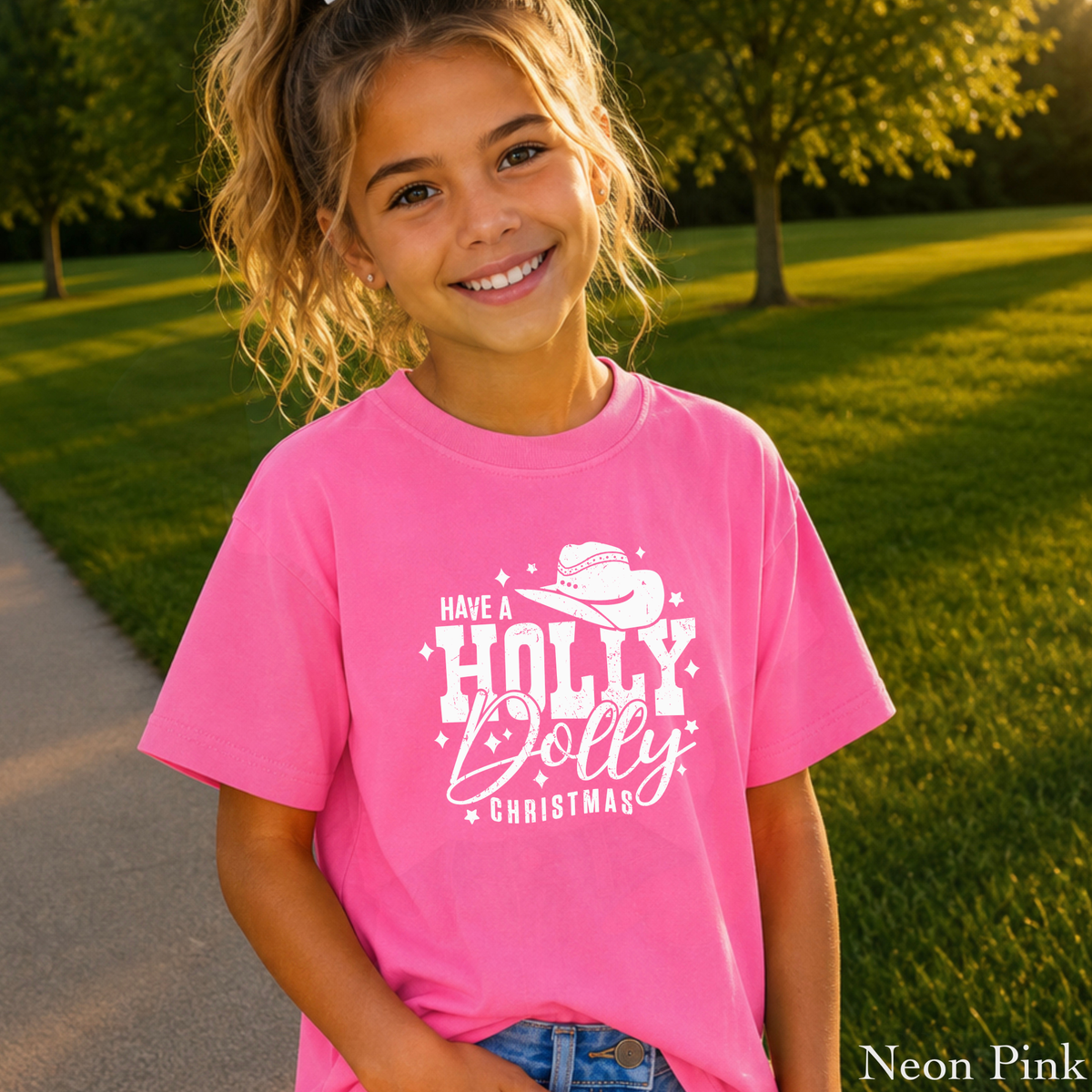 Have A Holly Christmas Youth Comfort Color T-Shirt