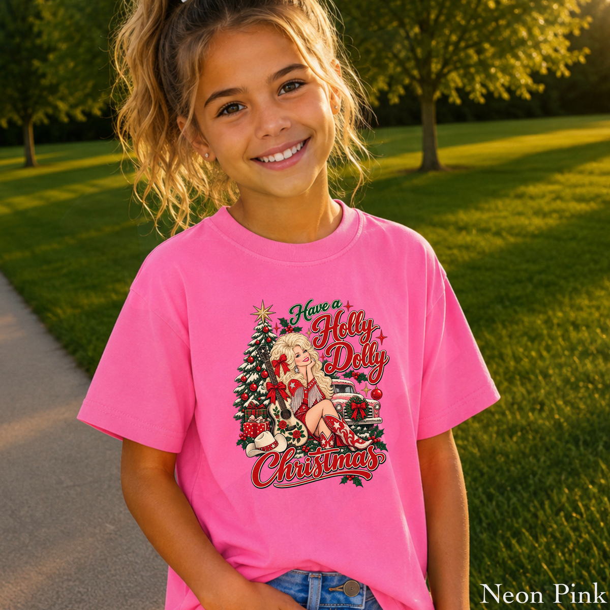 Have A Holly Christmas Youth Comfort Color T-Shirt