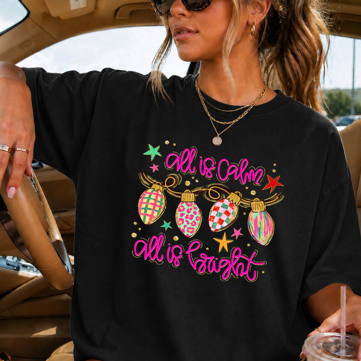 All Is Calm Christmas Comfort Color Graphic Tee