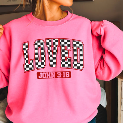 Loved John 3:16 Valentine’s Day Crewneck Sweatshirt